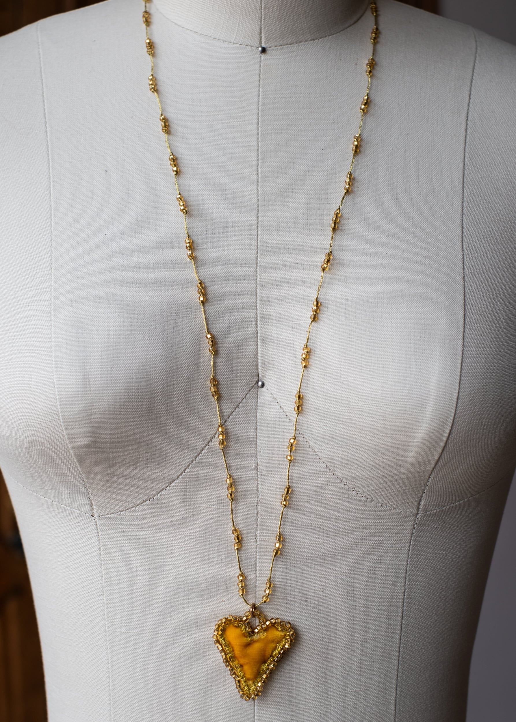 Deep Gold Velvet Heart Necklace by Atelier 363, photo g
