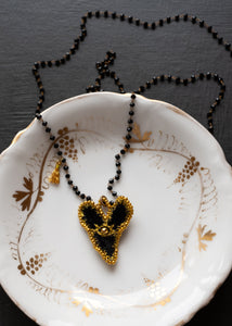 Golden Eye Black Velvet Heart Necklace by Atelier 363, photo a