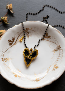 Golden Eye Black Velvet Heart Necklace by Atelier 363, photo b