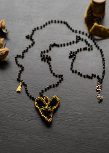 Golden Eye Black Velvet Heart Necklace by Atelier 363, photo c