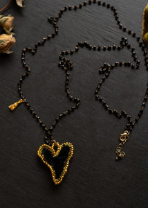 Golden Eye Black Velvet Heart Necklace by Atelier 363, photo e