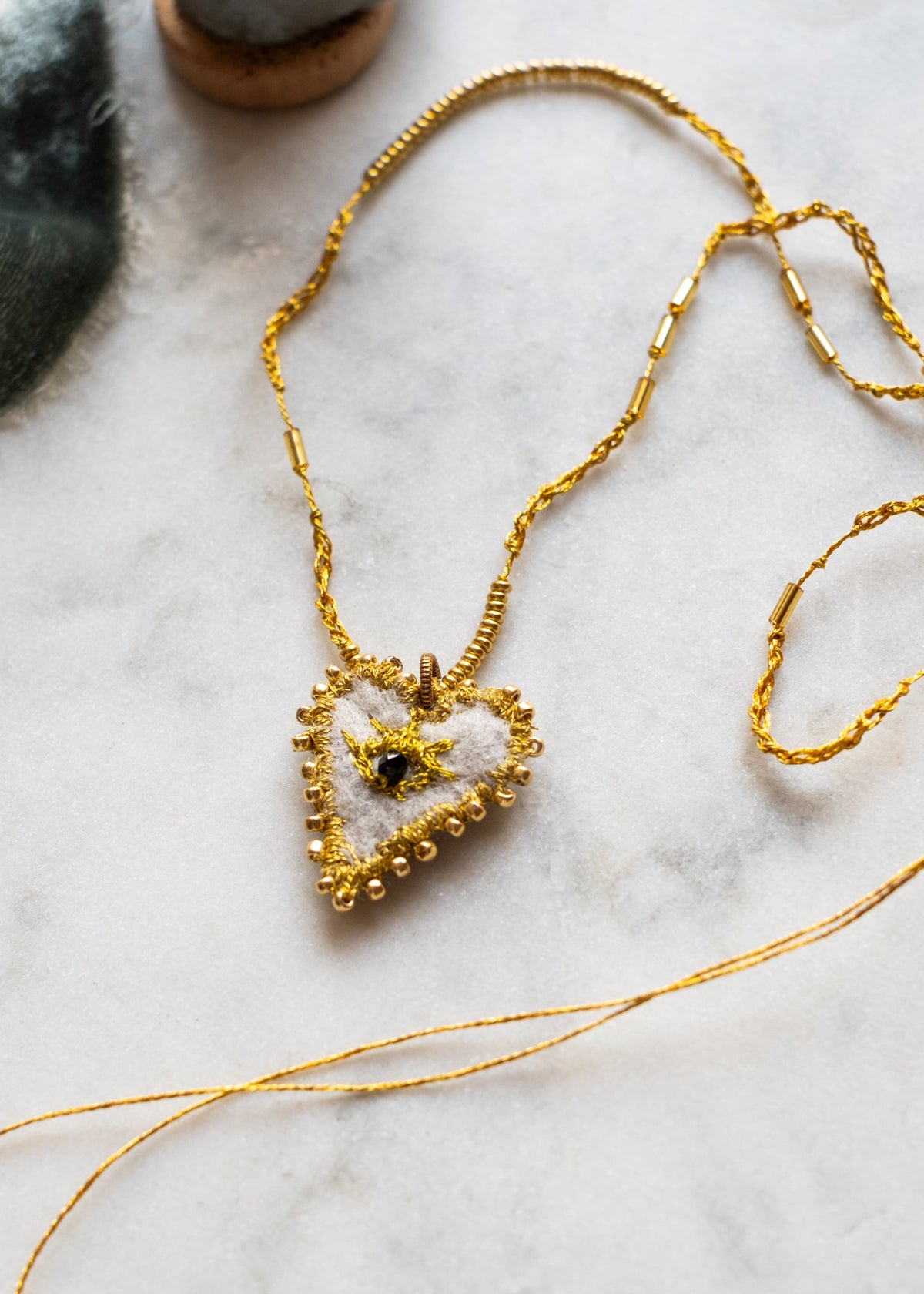 Golden Eye Felt Heart Necklace by Atelier 363, photo e