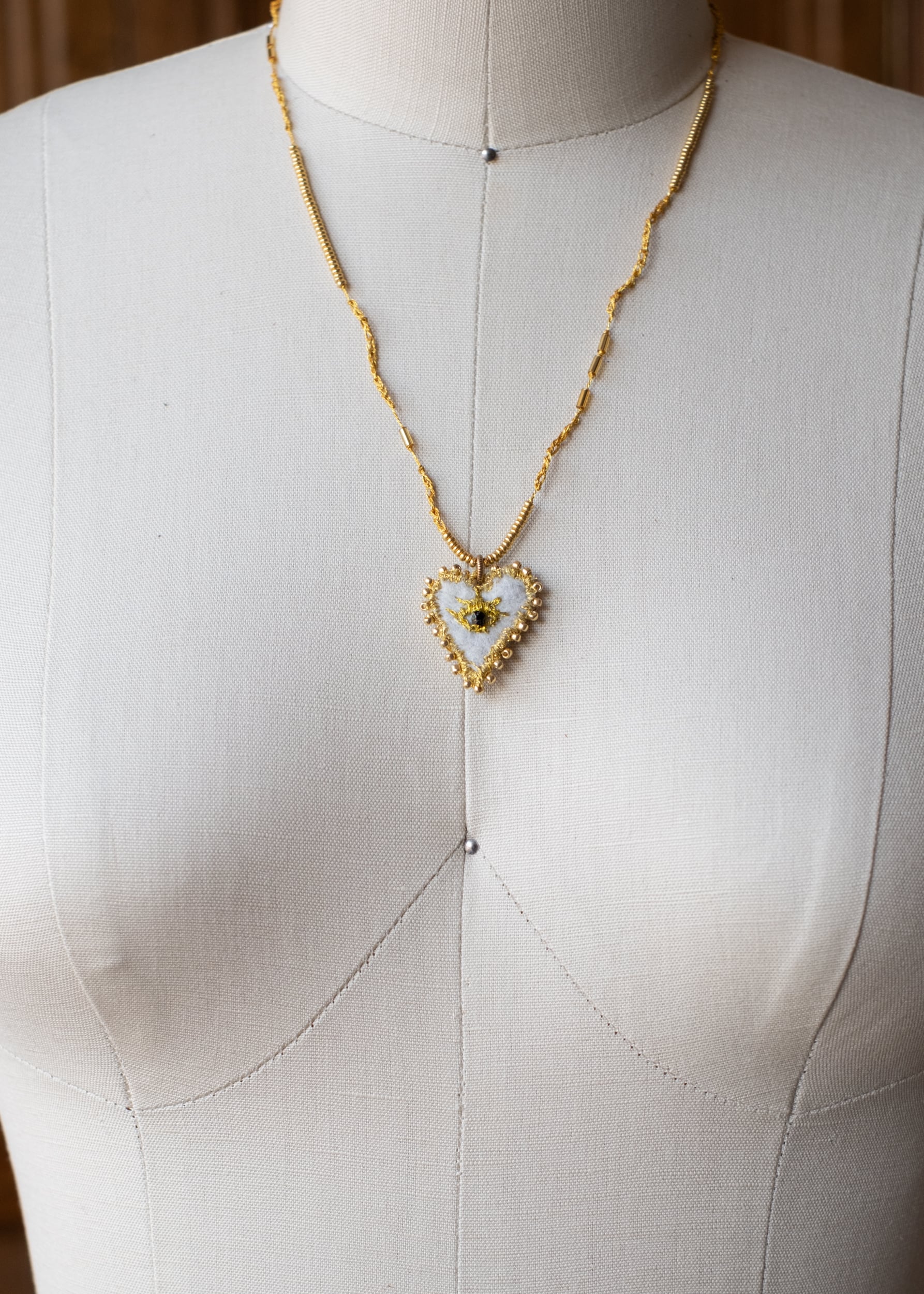 Golden Eye Felt Heart Necklace by Atelier 363, photo g