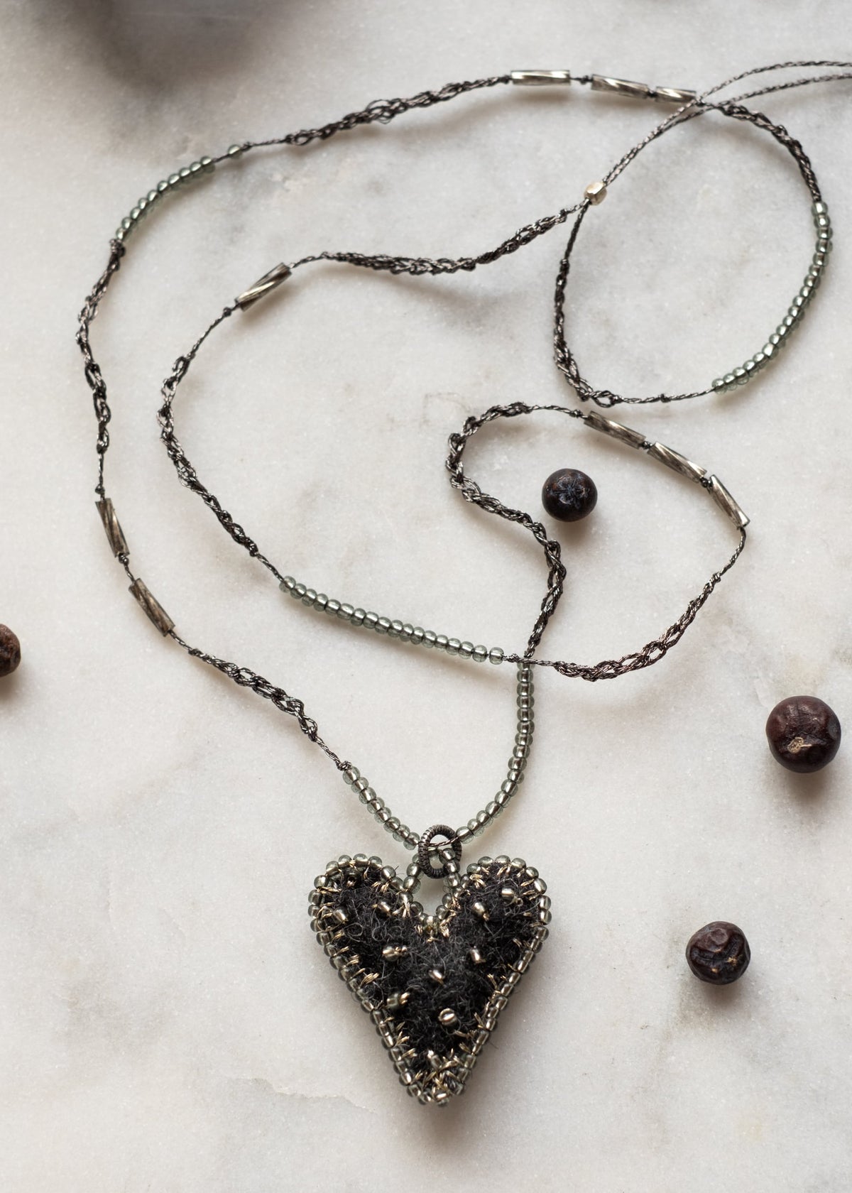 Petite Charcoal Felt Heart Necklace by Atelier 363, photo a