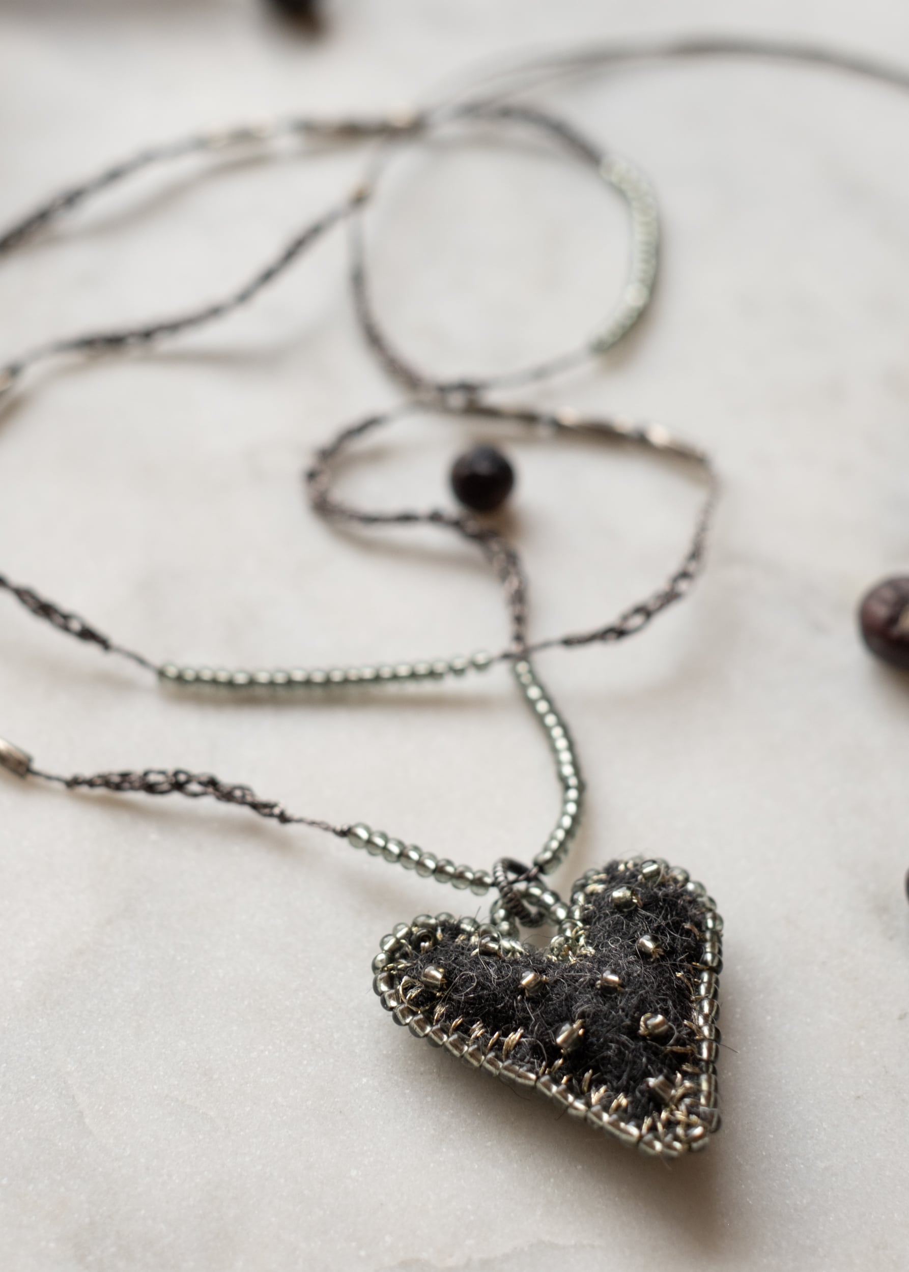 Petite Charcoal Felt Heart Necklace by Atelier 363, photo b