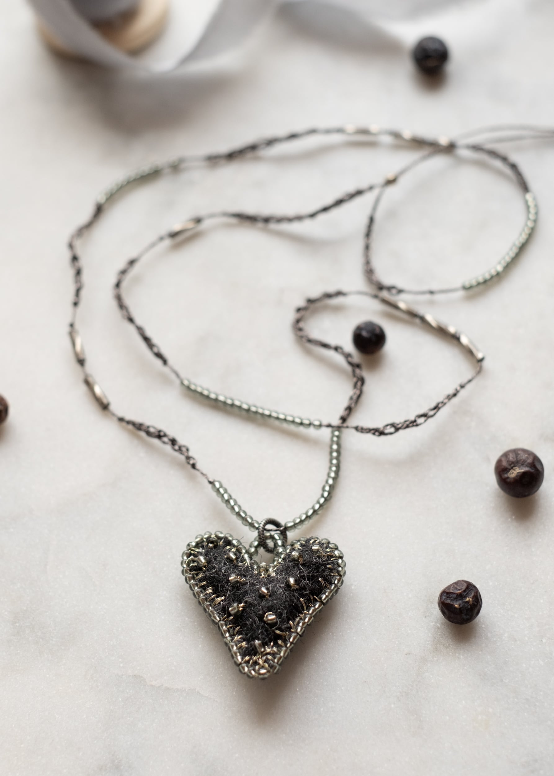 Petite Charcoal Felt Heart Necklace by Atelier 363, photo c
