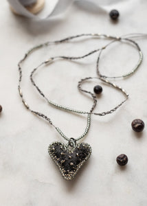 Petite Charcoal Felt Heart Necklace by Atelier 363, photo c