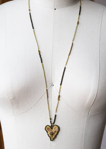 Honey and Olive Velvet Heart Necklace by Atelier 363, photo e