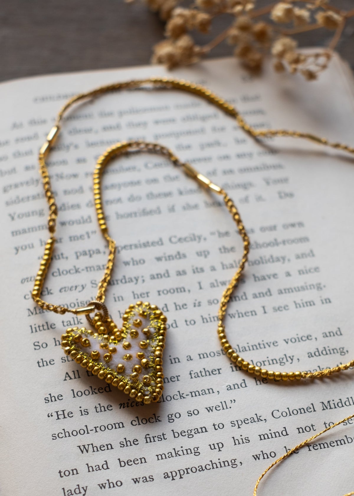 Petite Cream and Gold Velvet Heart Necklace by Atelier 363, photo b