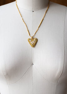 Petite Cream and Gold Velvet Heart Necklace by Atelier 363, photo g