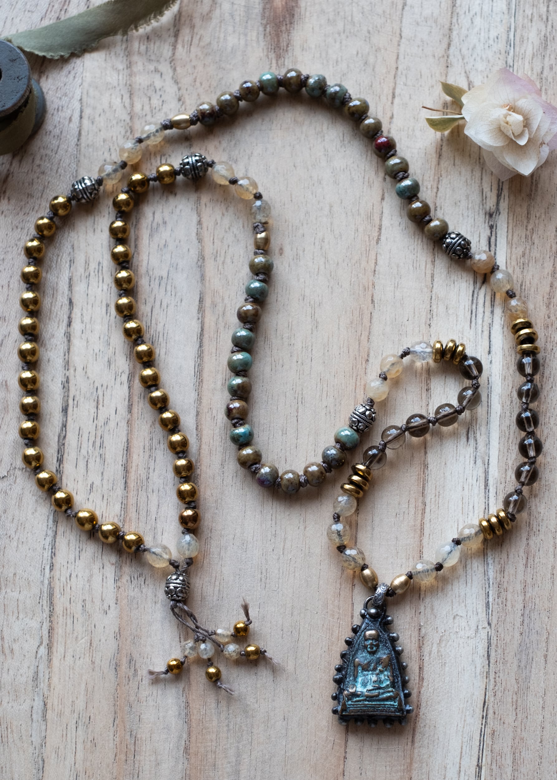 Eternal Presence Vintage Amulet Mala Necklace by Atelier 363, photo b