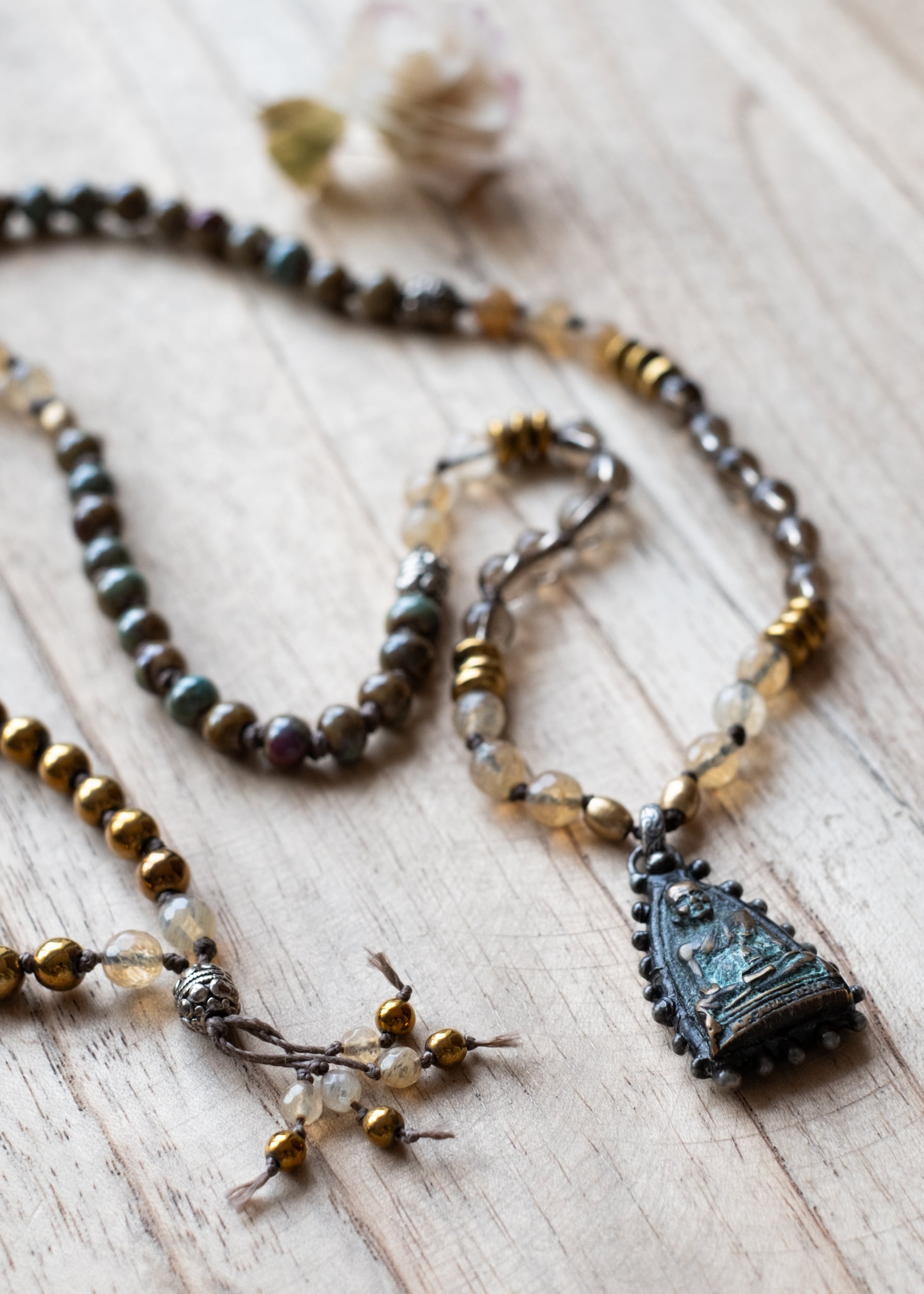 Eternal Presence Vintage Amulet Mala Necklace by Atelier 363, photo c