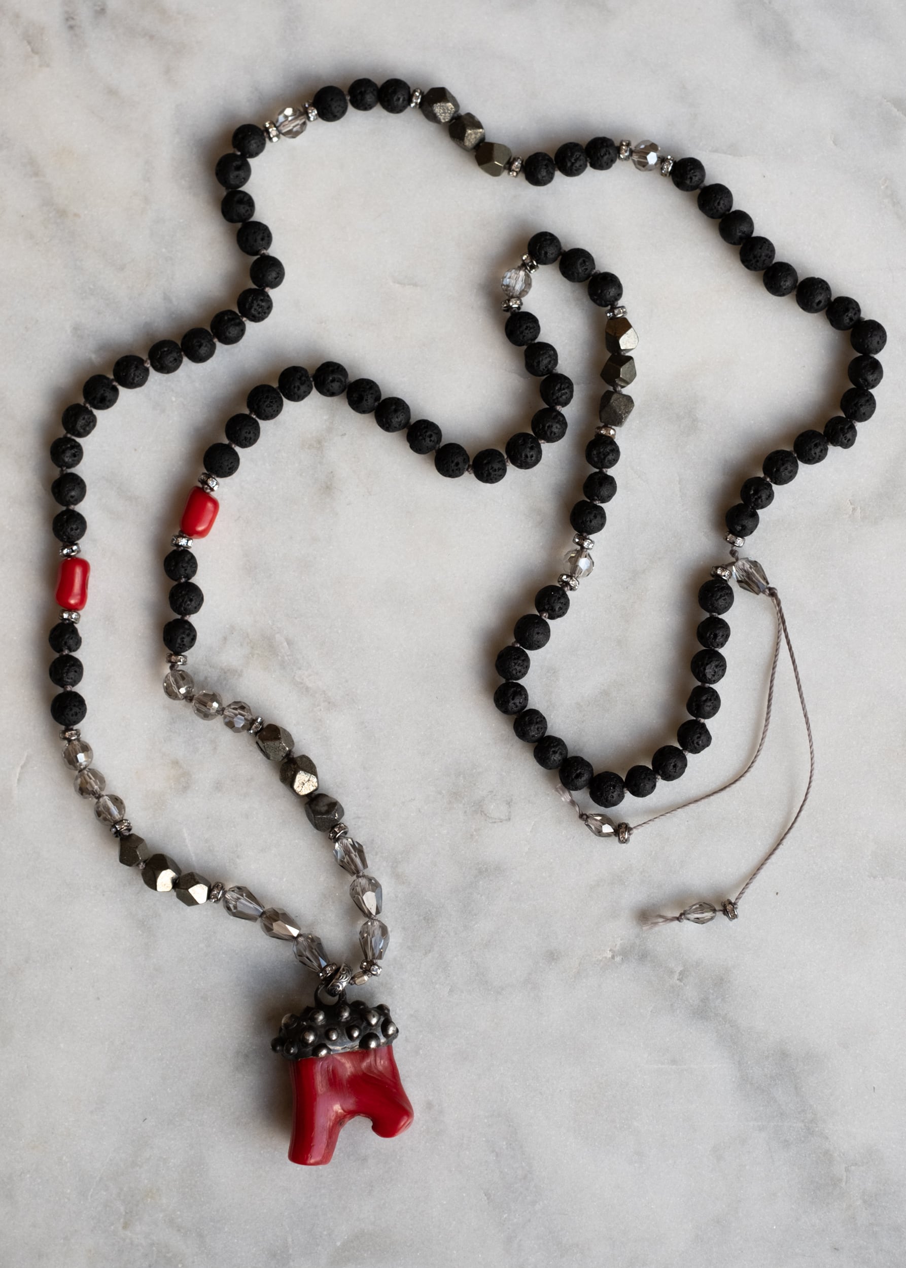 Coral Talisman Mala Necklace by Atelier 363, photo c