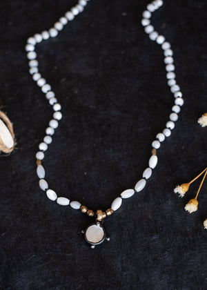 Moonlit Pearl Coin Necklace