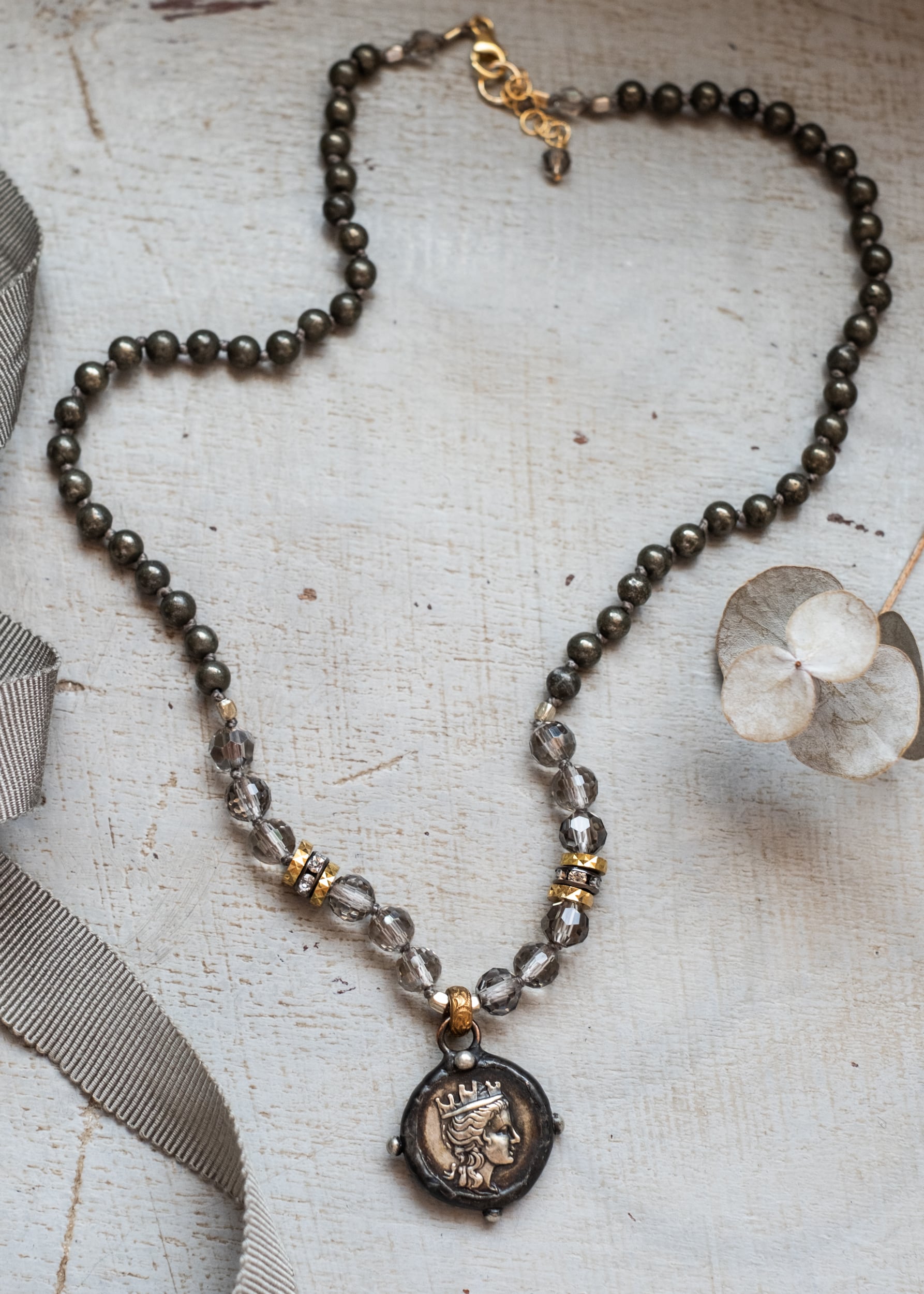 Whispers of a Muse Greek Coin Necklace by Atelier 363, photo a