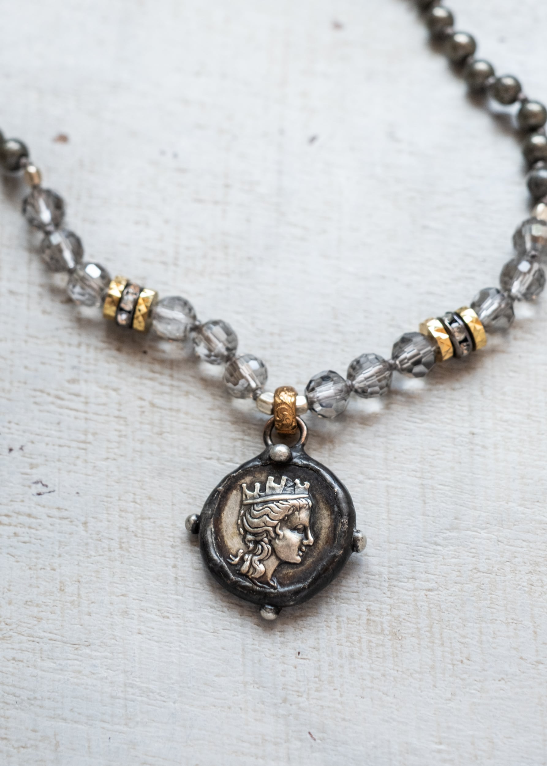 Whispers of a Muse Greek Coin Necklace by Atelier 363, photo c
