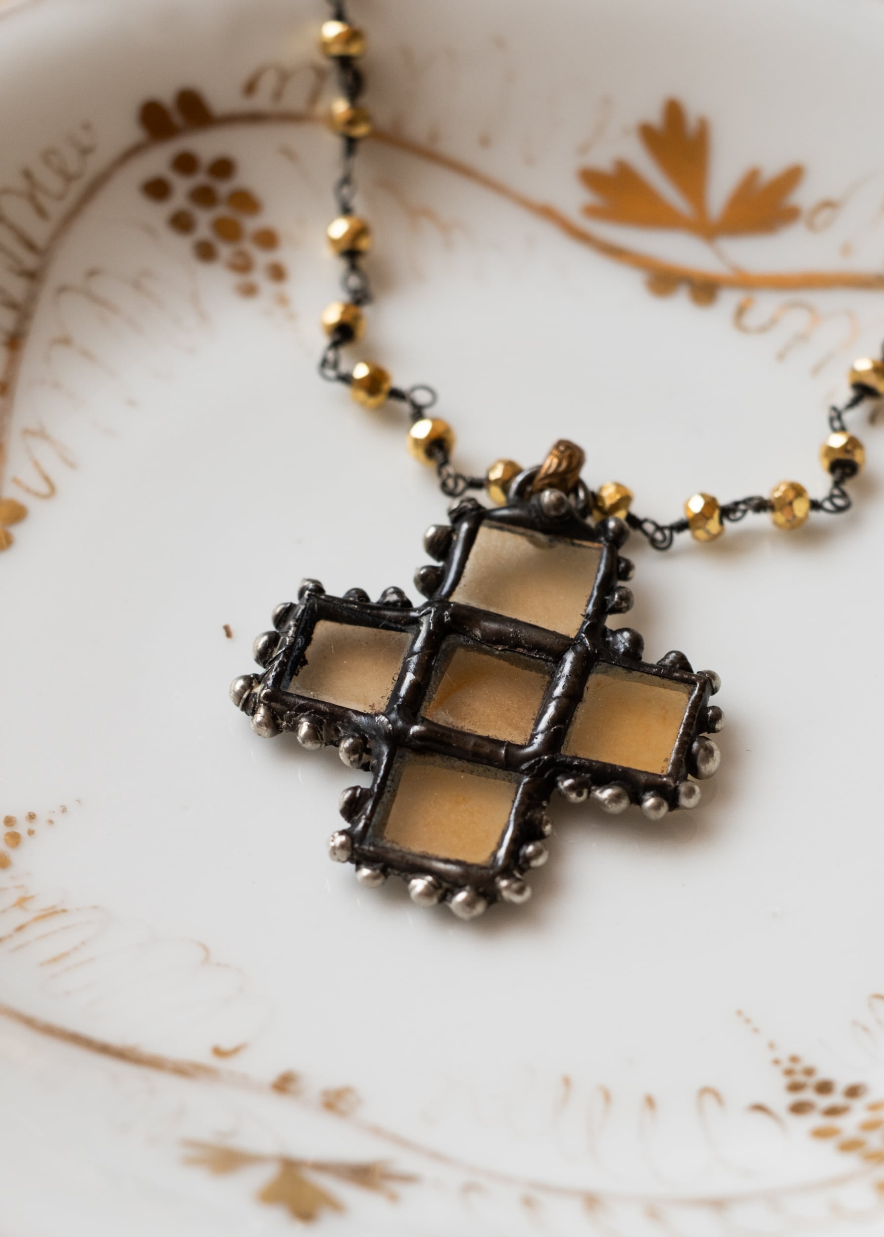 Sacred Light Vintage Glass Cross Necklace by Atelier 363, photo b