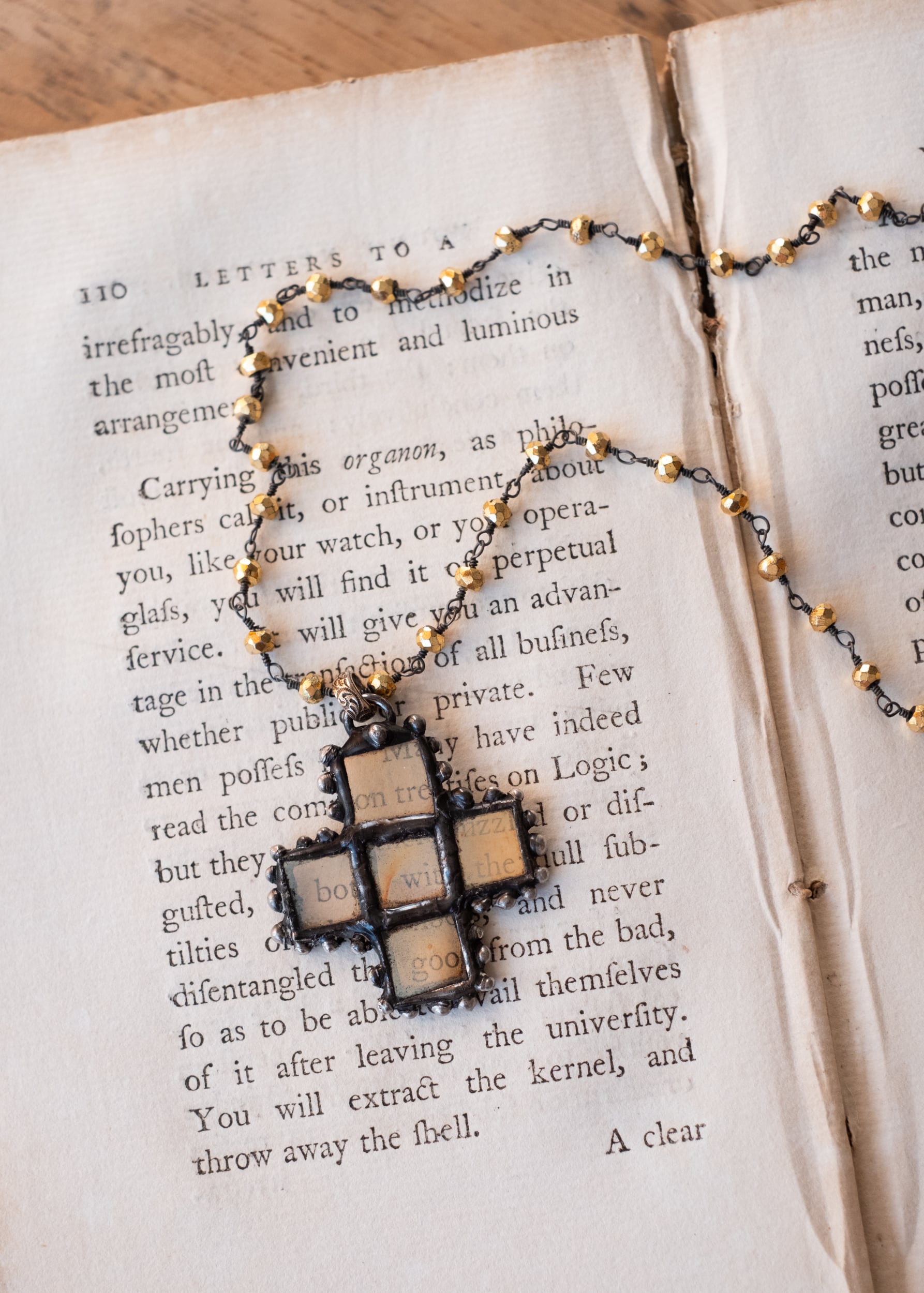 Sacred Light Vintage Glass Cross Necklace