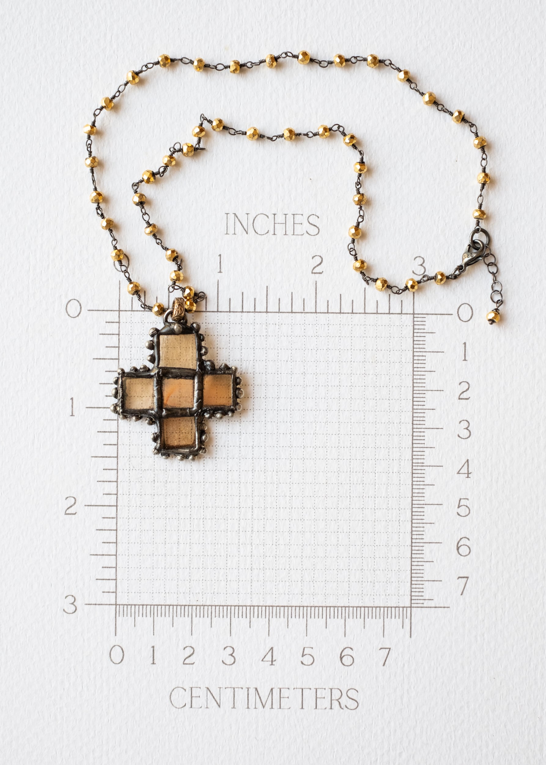 Sacred Light Vintage Glass Cross Necklace by Atelier 363, photo d