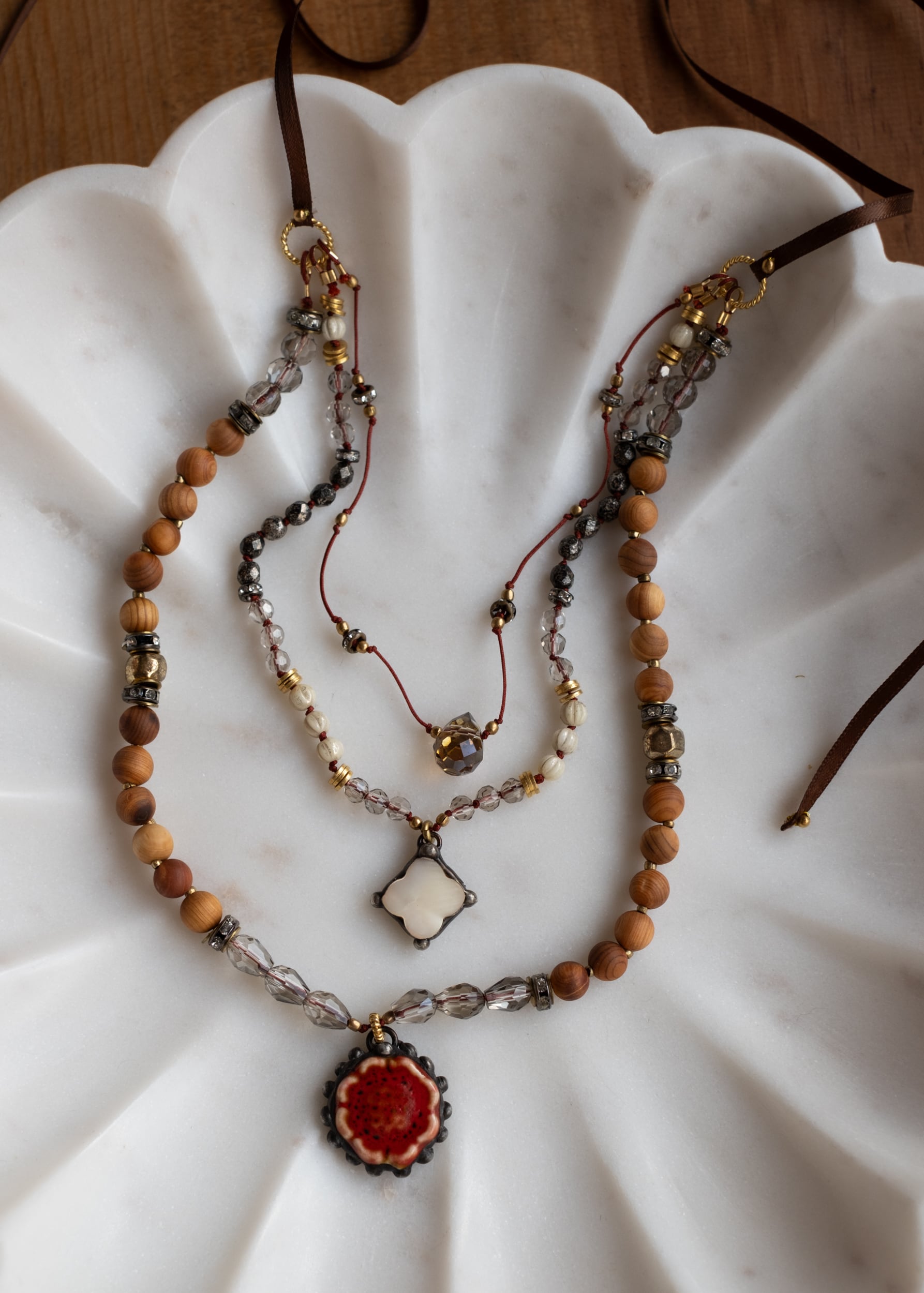 Scarlet Blossom Three Tier Necklace by Atelier 363, photo c