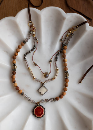 Scarlet Blossom Three Tier Necklace by Atelier 363, photo c