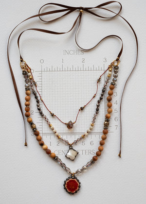 Scarlet Blossom Three Tier Necklace by Atelier 363, photo h