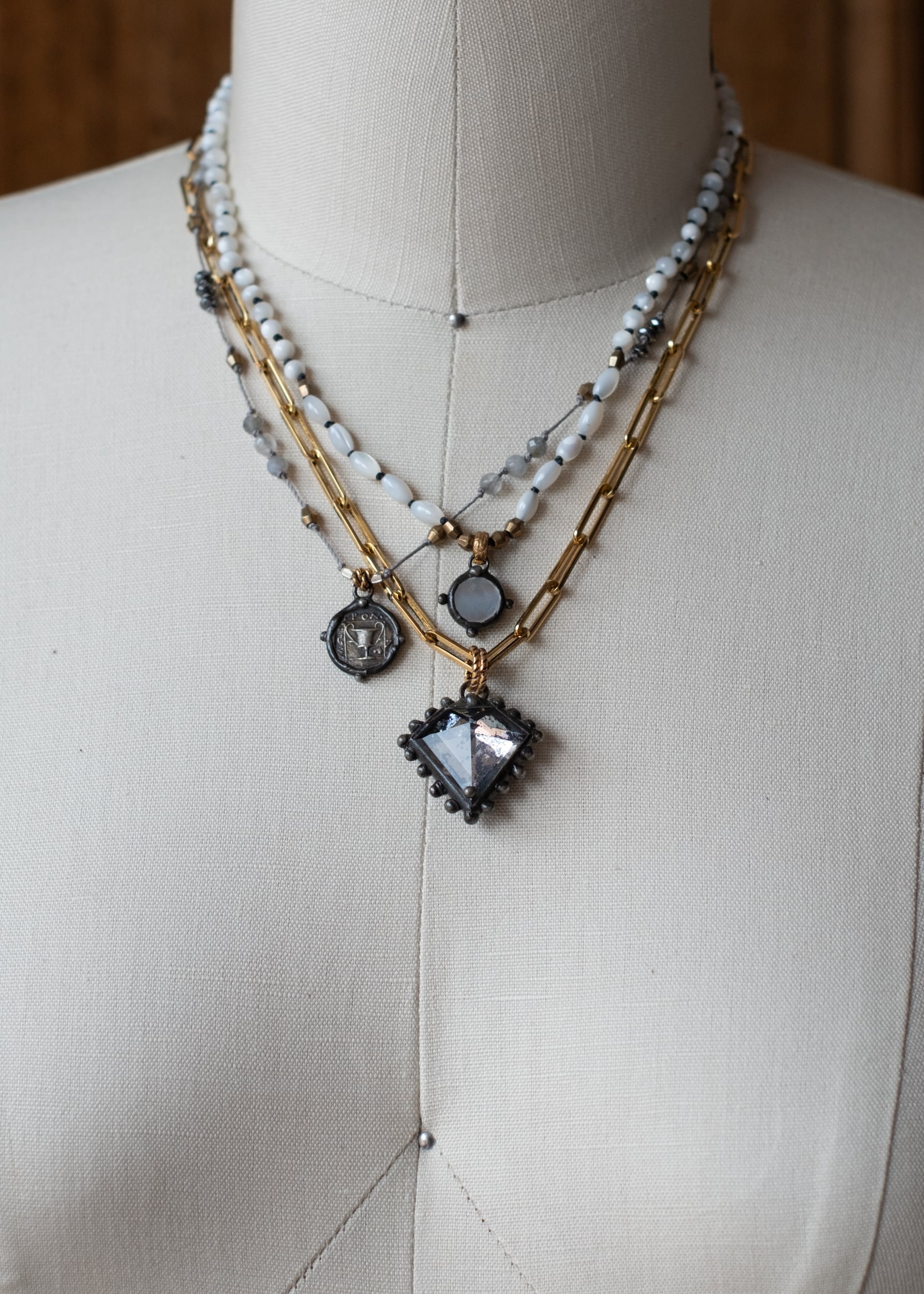 Antique Mirror Diamond Necklace by Atelier 363, photo e