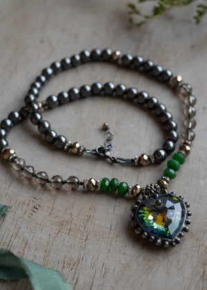 Iridescent Heart and Jade Necklace by Atelier 363, photo b