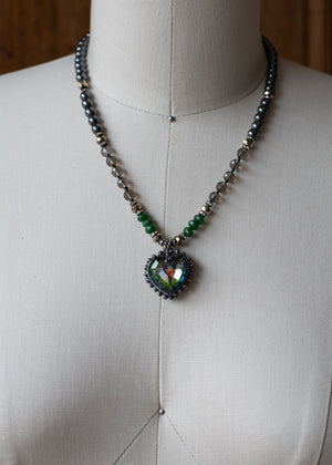 Iridescent Heart and Jade Necklace by Atelier 363, photo e