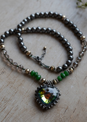 Iridescent Heart and Jade Necklace by Atelier 363, photo c