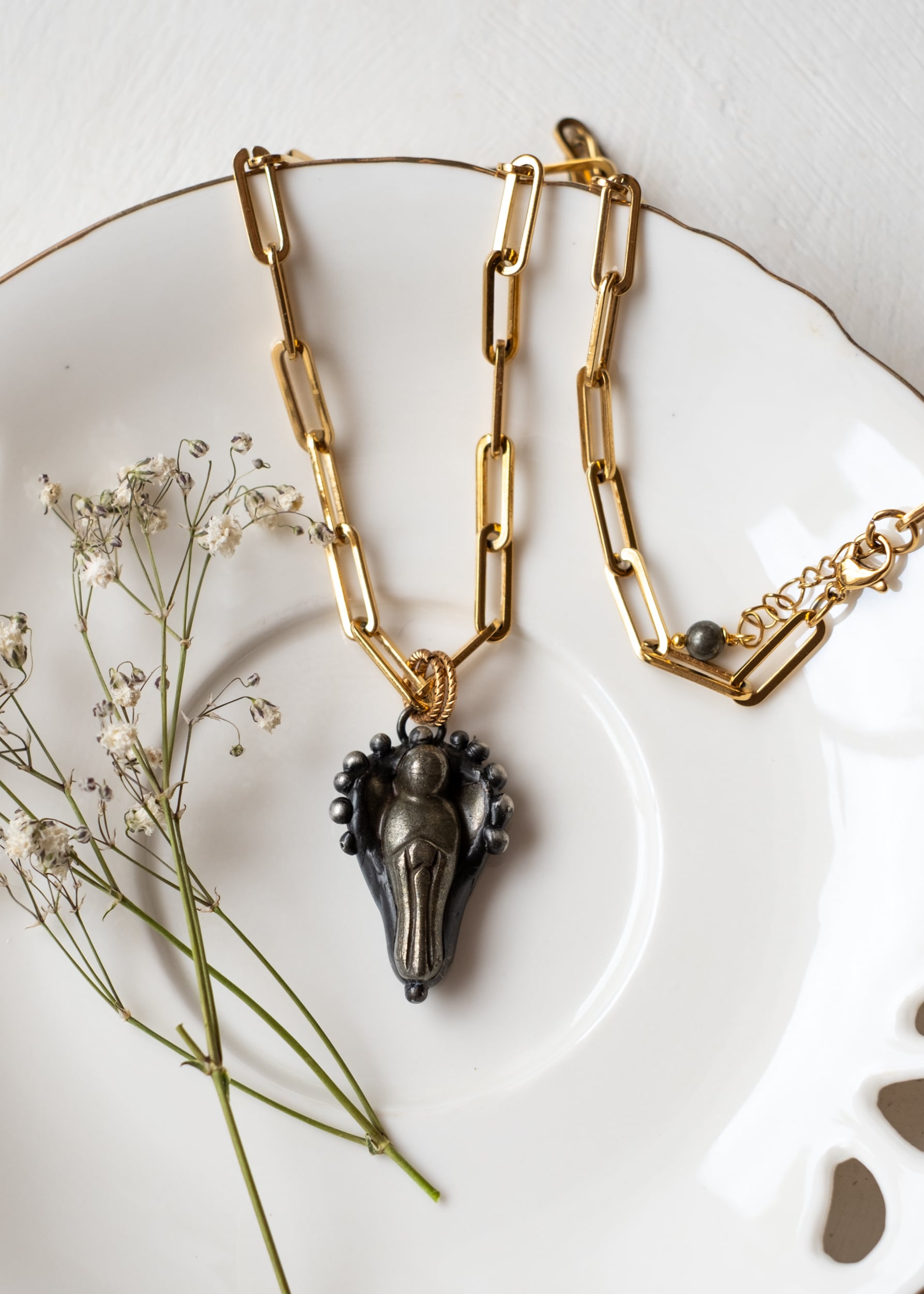 Pyrite Guardian Angel Necklace by Atelier 363, photo e