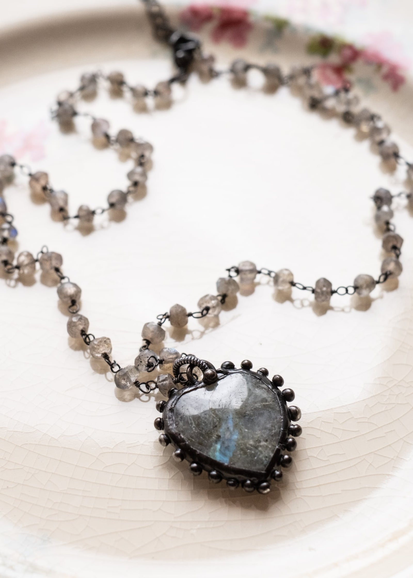 Mystic Labradorite Heart Necklace
