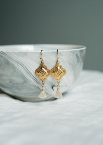 Vintage Brass Clover Tassel Earrings by Atelier 363, photo f