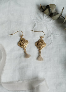 Vintage Brass Clover Tassel Earrings by Atelier 363, photo b
