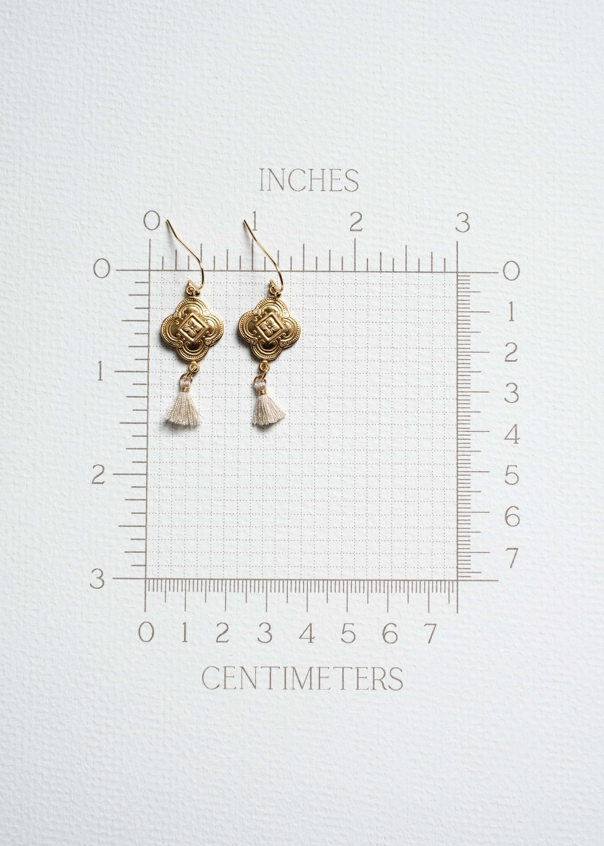 Vintage Brass Clover Tassel Earrings by Atelier 363, photo h