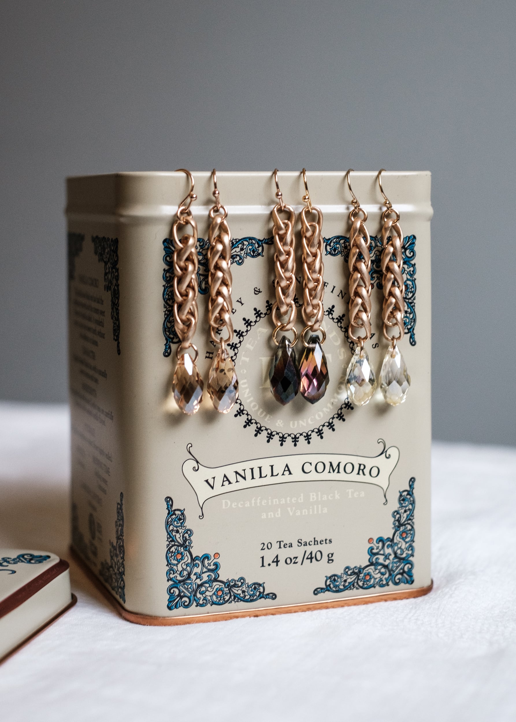 Crystal Teardrop Wheat Chain Earrings by Atelier 363, photo f