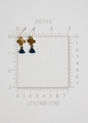 Gold Clover Tassel Earrings