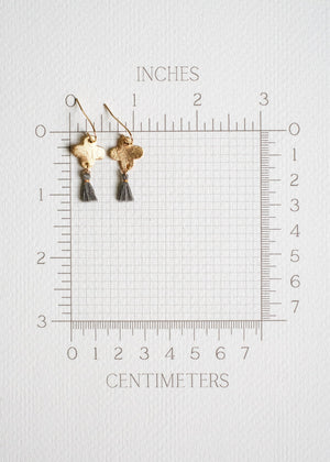 Gold Clover Tassel Earrings