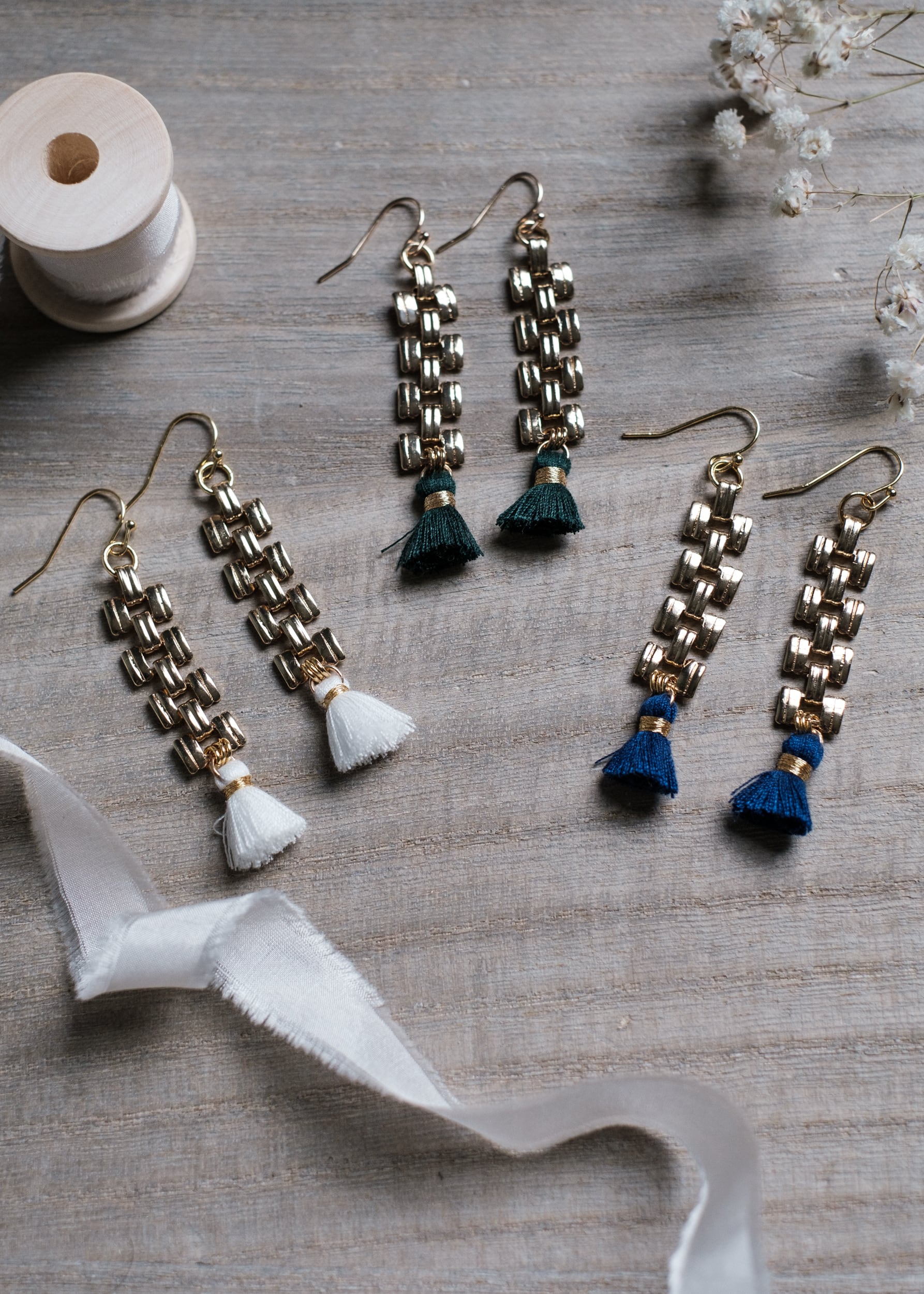 Gold Chain Tassel Earrings by Atelier 363, photo e