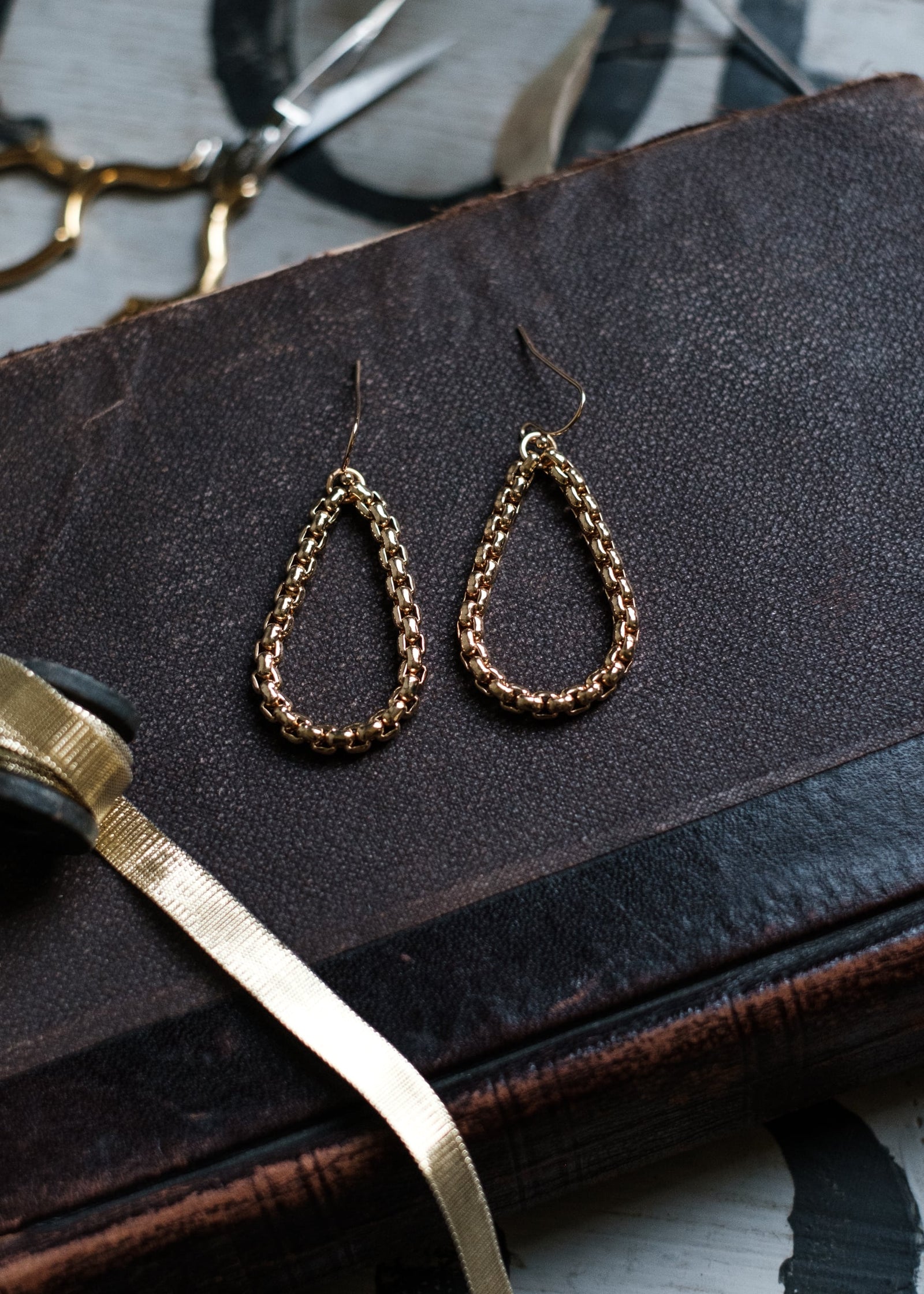 Gold Teardrop Chain Earrings