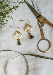 Gold Clover Micro Tassel Earrings by Atelier 363, photo b