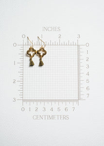 Gold Clover Micro Tassel Earrings by Atelier 363, photo f