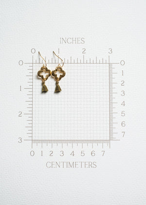 Gold Clover Micro Tassel Earrings