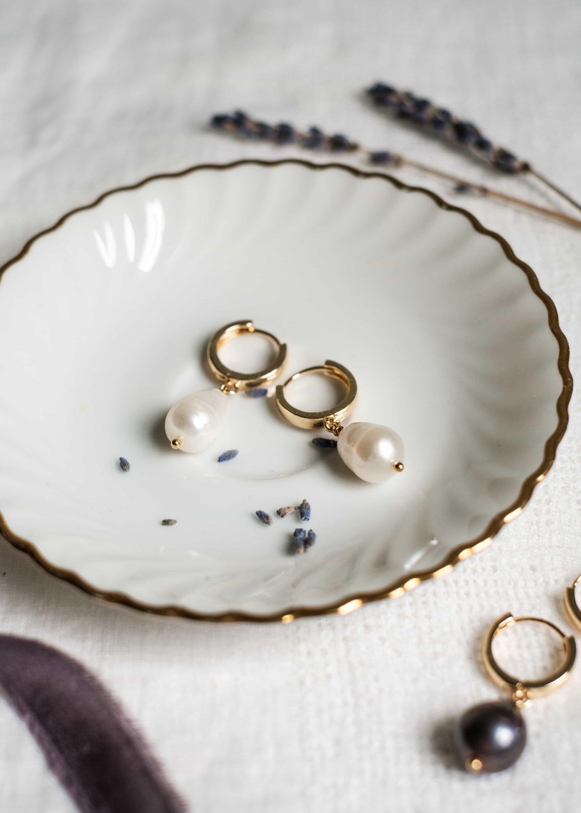 Baroque Pearl Hoop Earrings by Atelier 363, photo c