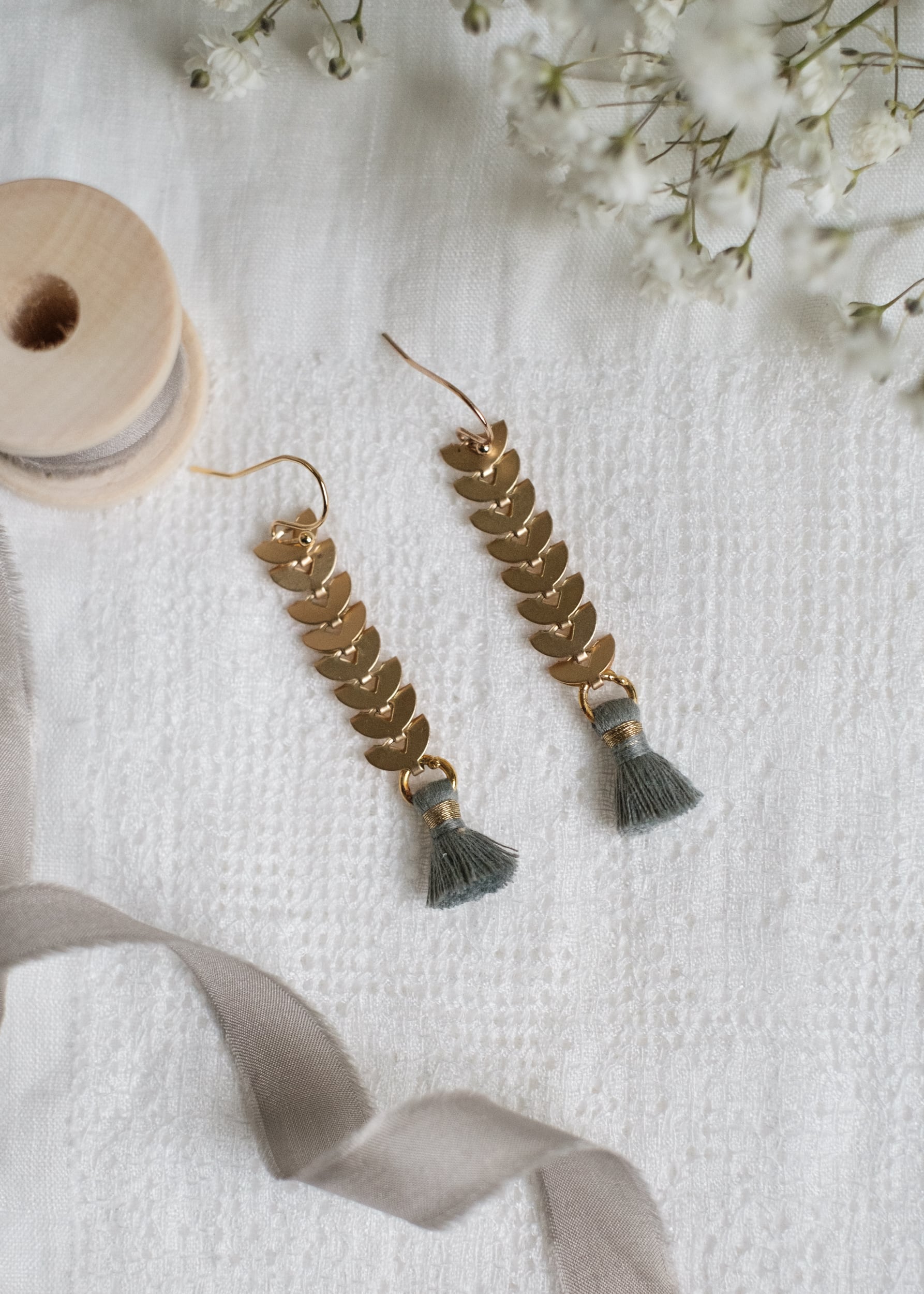 Fishbone Chain Tassel Earrings by Atelier 363, photo c