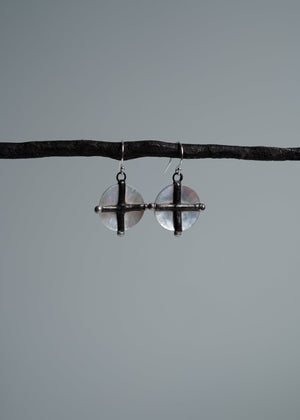 Pearl Cross Earrings