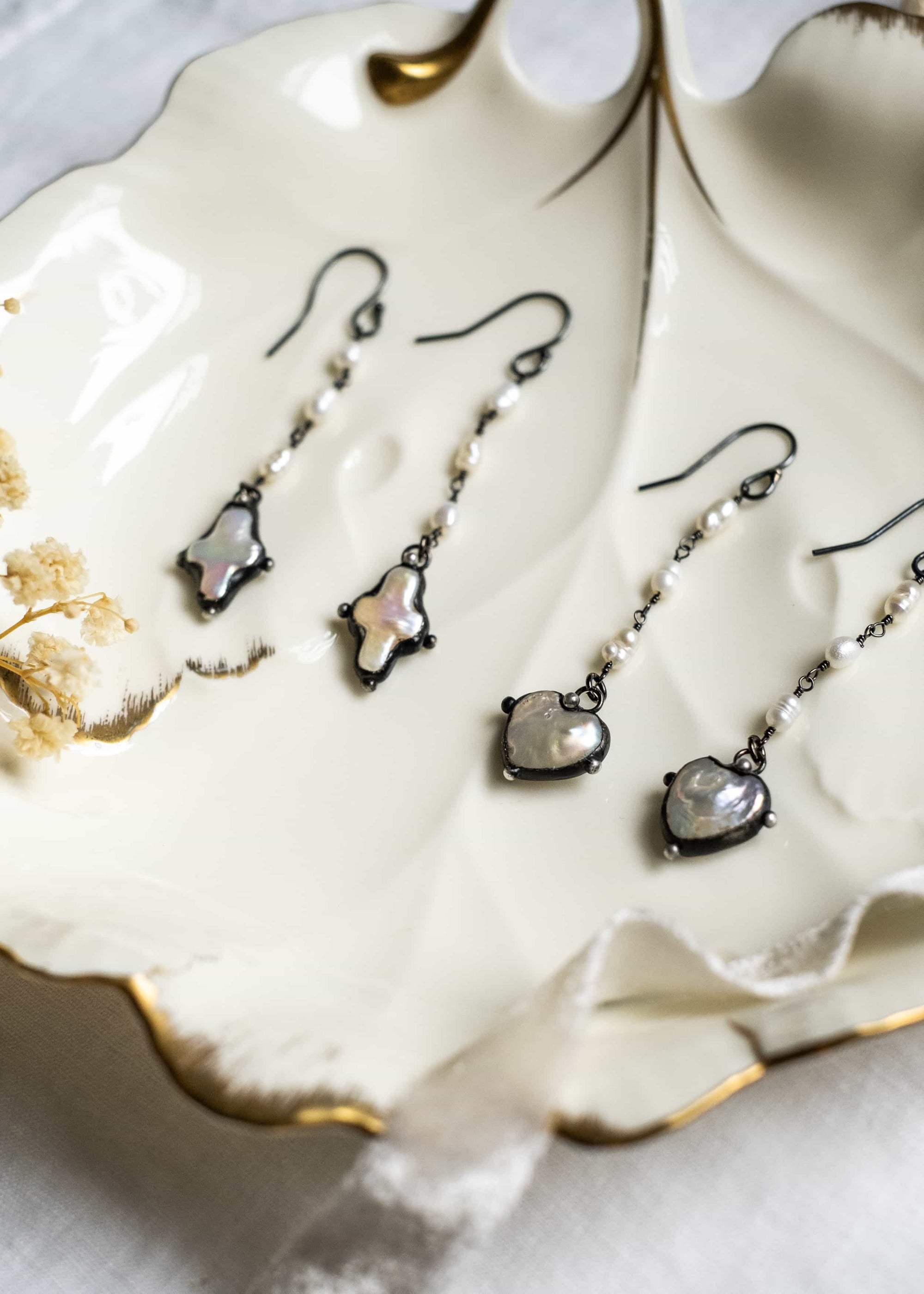 Vintage Pearl Rosary Earrings by Atelier 363, photo b