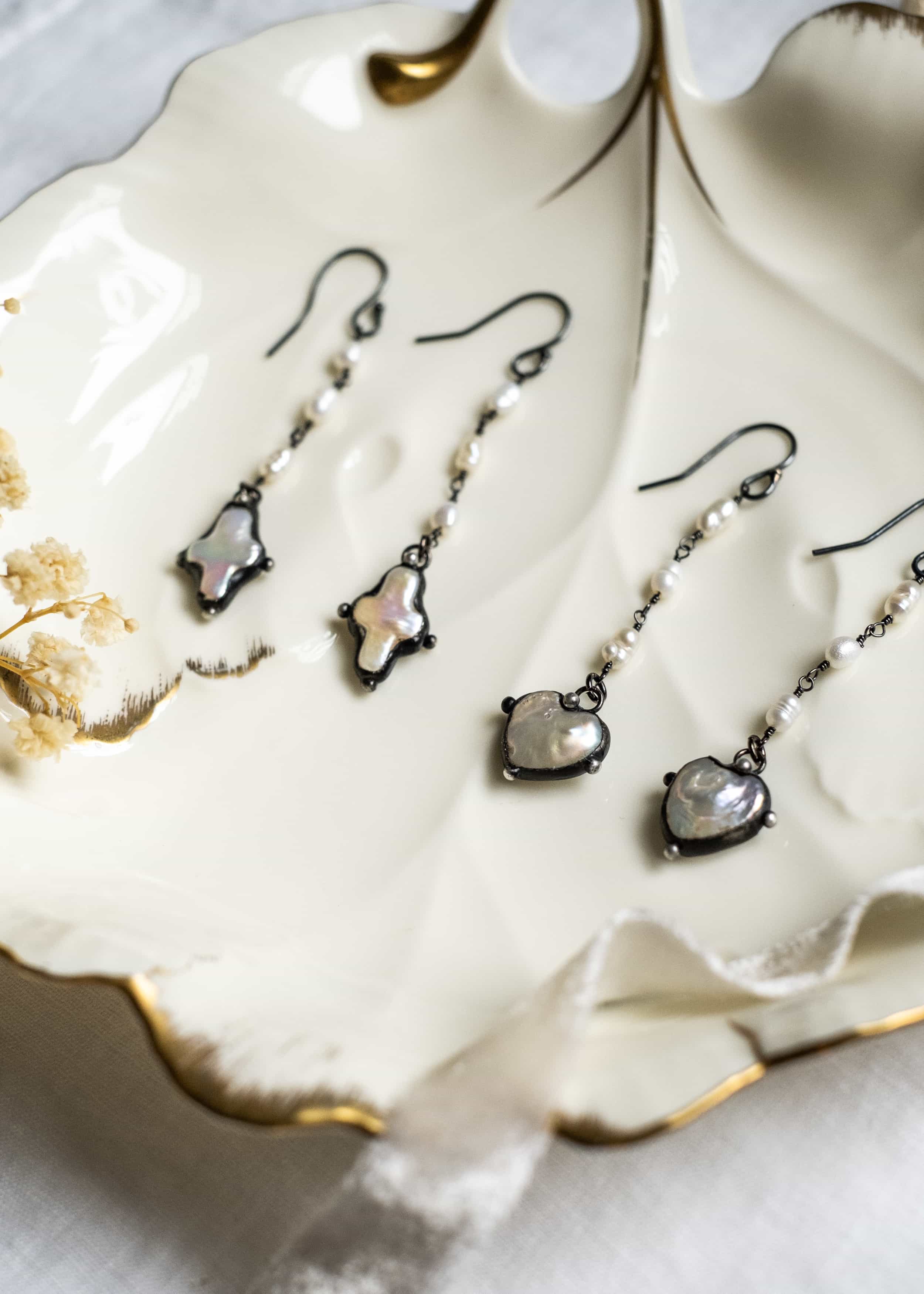 Vintage Pearl Rosary Earrings by Atelier 363, photo b
