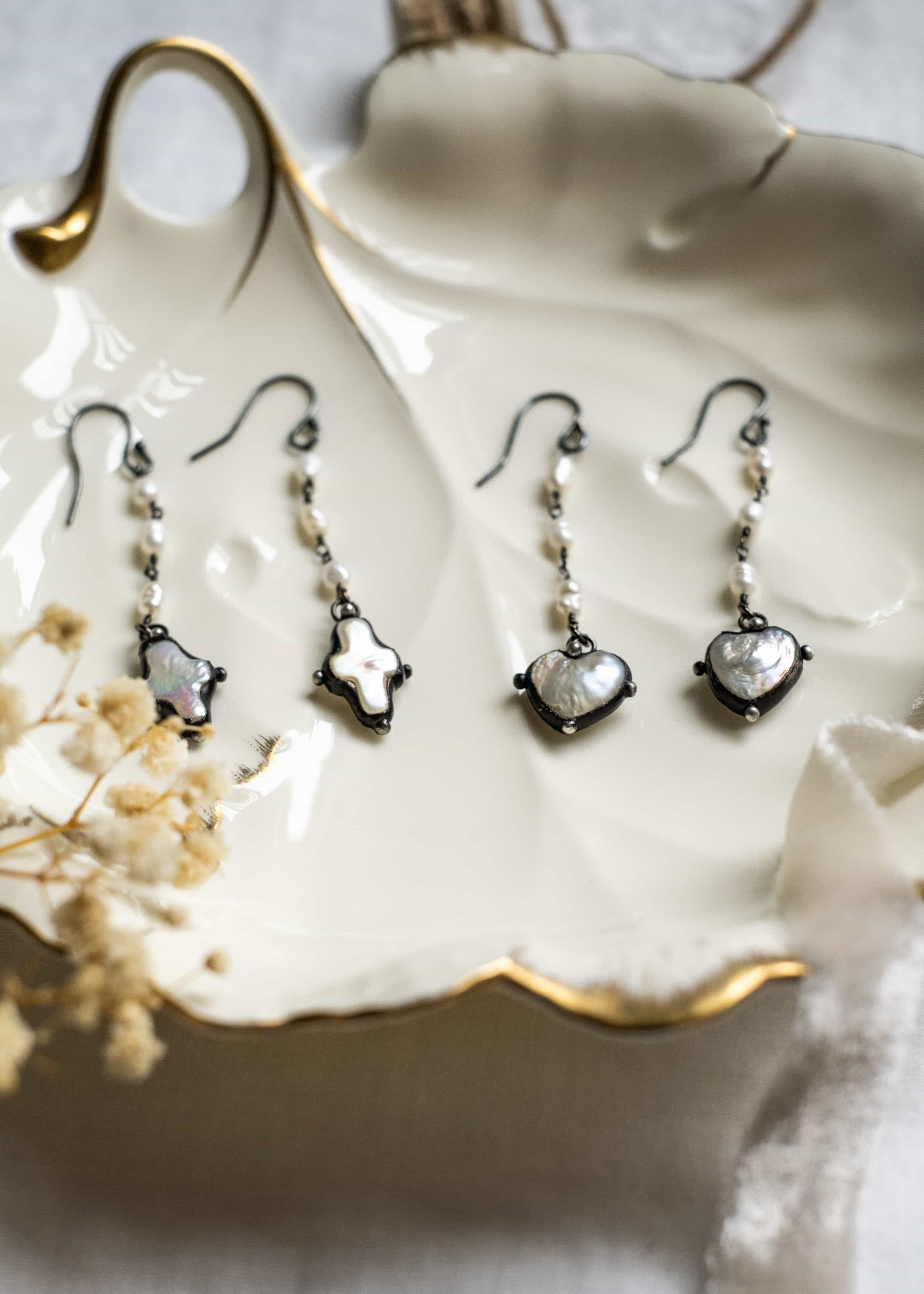 Vintage Pearl Rosary Earrings by Atelier 363, photo c