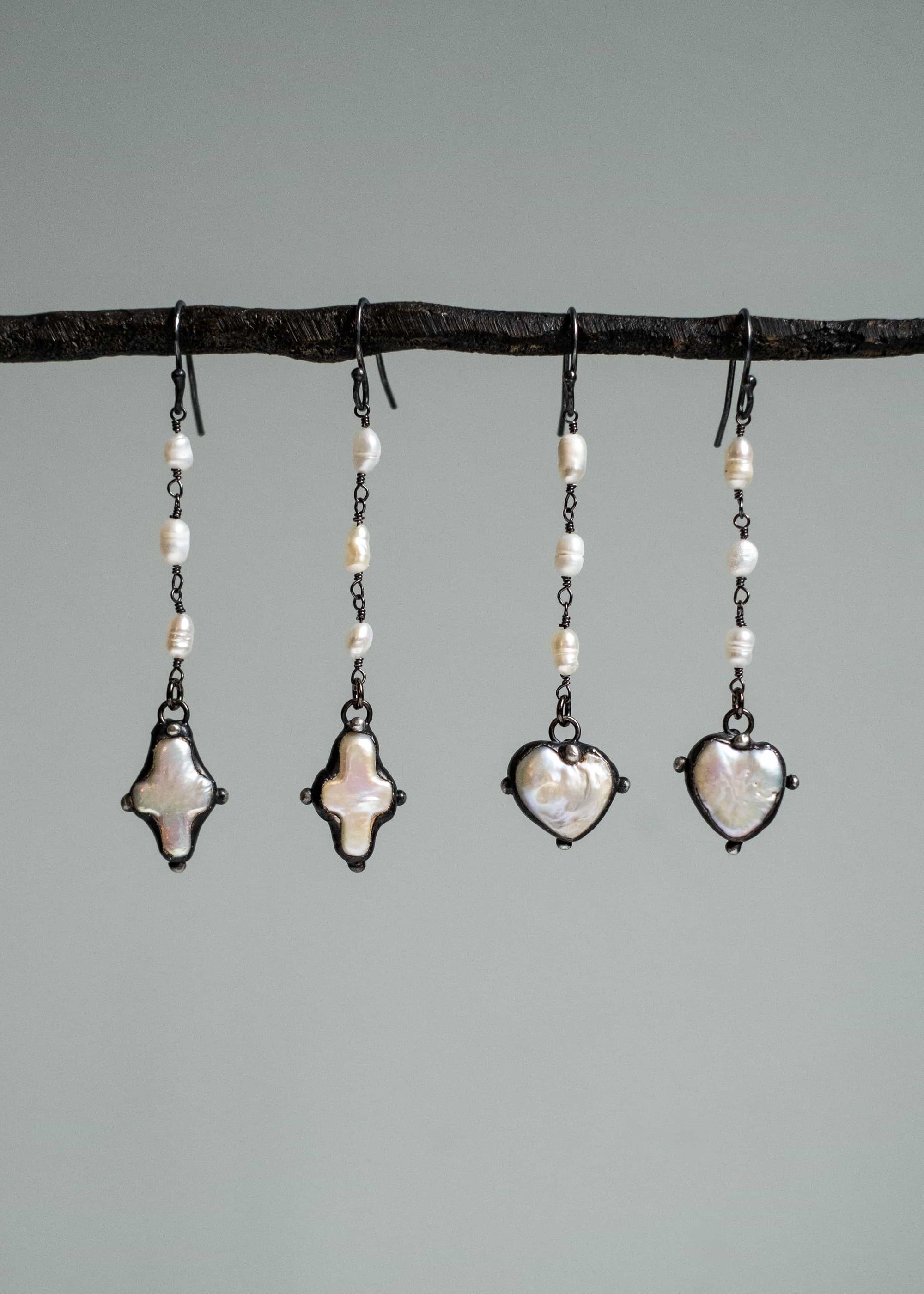Vintage Pearl Rosary Earrings by Atelier 363, photo d